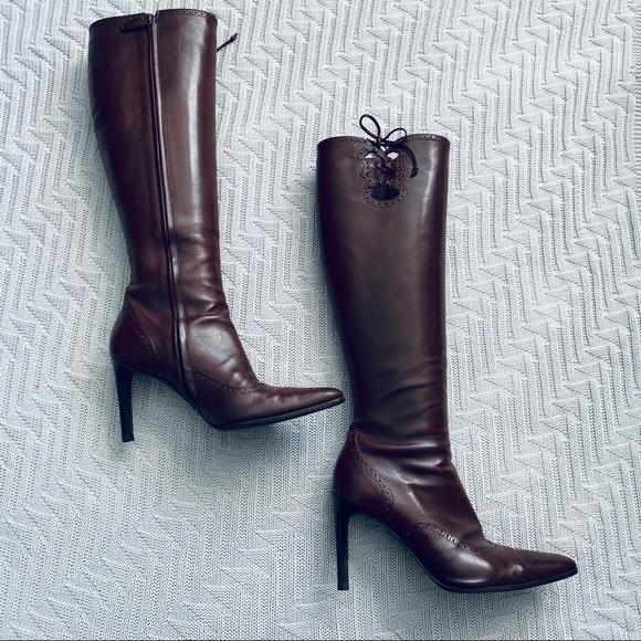 Ralph Lauren purple label chestnut knee high boots - Picture 2 of 14